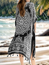 Load image into Gallery viewer, Tassel Printed Open Front Cardigan
