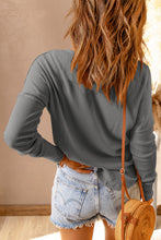 Load image into Gallery viewer, Half Button Waffle Knit Long Sleeve Top
