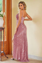 Load image into Gallery viewer, Party Sequin Slit Spaghetti Strap Dress
