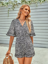 Load image into Gallery viewer, Leopard Ruffled Surplice Romper
