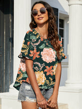 Load image into Gallery viewer, Floral Ruffled Flounce Sleeve Blouse
