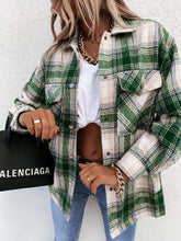 Load image into Gallery viewer, Pocketed Plaid Snap Down Dropped Shoulder Jacket
