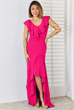 Load image into Gallery viewer, Ruffled V-Neck High-Low Dress
