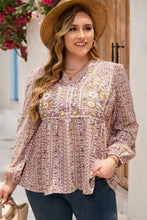 Load image into Gallery viewer, Plus Size V-Neck Prined Long Sleeve Blouse
