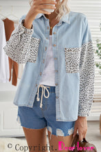 Load image into Gallery viewer, Double Take Leopard Contrast Denim Top
