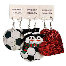 Load image into Gallery viewer, Snowman, Ball, and Heart Earrings Set
