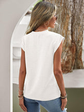 Load image into Gallery viewer, Textured Round Neck Cap Sleeve Blouse
