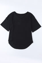 Load image into Gallery viewer, Waffle-knit V-Neck Dropped Shoulder Blouse
