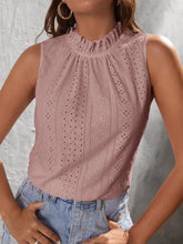 Load image into Gallery viewer, Tied Eyelet Mock Neck Tank
