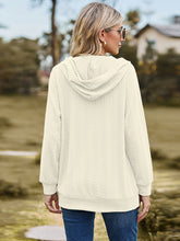 Load image into Gallery viewer, Cable-Knit Zip-Up Hooded Blouse
