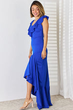 Load image into Gallery viewer, Ruffled V-Neck High-Low Dress
