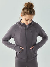 Load image into Gallery viewer, Zip Up Hooded Active Outerwear
