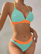Load image into Gallery viewer, Contrast Halter Neck Two-Piece Bikini Set
