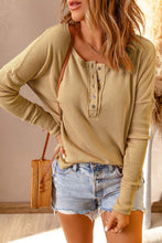 Load image into Gallery viewer, Half Button Waffle Knit Long Sleeve Top
