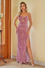 Load image into Gallery viewer, Party Sequin Slit Spaghetti Strap Dress
