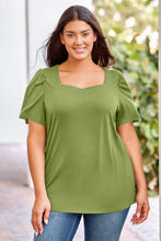 Load image into Gallery viewer, Plus Size Square Neck Puff Sleeve Tee
