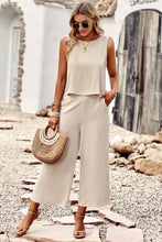 Load image into Gallery viewer, Buttoned Round Neck Tank and Wide Leg Pants Set
