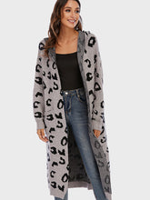 Load image into Gallery viewer, Leopard Hooded Cardigan with Pockets
