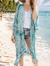 Load image into Gallery viewer, Tassel Printed Open Front Cardigan
