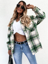 Load image into Gallery viewer, Pocketed Plaid Snap Down Dropped Shoulder Jacket

