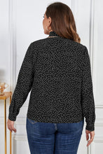 Load image into Gallery viewer, Melo Apparel Plus Size Printed Tie Neck Long Sleeve Blouse
