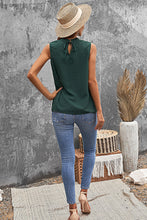 Load image into Gallery viewer, Smocked Frill Swiss Dot Round Neck Tank
