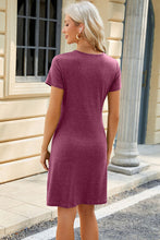 Load image into Gallery viewer, Ruched Round Neck Short Sleeve Mini Dress
