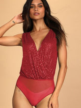Load image into Gallery viewer, Sequin Surplice Sleeveless Bodysuit
