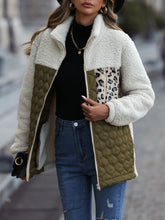 Load image into Gallery viewer, Leopard Color Block Zip-Up Jacket
