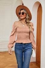 Load image into Gallery viewer, Smocked Off-Shoulder Ruffle Hem Blouse
