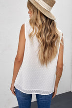 Load image into Gallery viewer, Smocked Frill Swiss Dot Round Neck Tank
