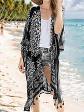 Load image into Gallery viewer, Tassel Printed Open Front Cardigan
