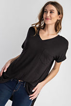 Load image into Gallery viewer, V NECK BASIC HIGH-LOW HEM TOP
