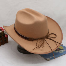 Load image into Gallery viewer, Tied Wide Brim Tweed Hat
