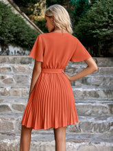 Load image into Gallery viewer, Tie Belt Surplice Pleated Dress
