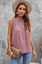 Load image into Gallery viewer, Smocked Frill Swiss Dot Round Neck Tank
