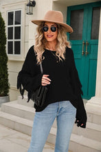 Load image into Gallery viewer, Fringe Round Neck Dropped Shoulder Sweater
