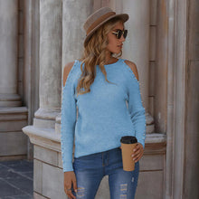 Load image into Gallery viewer, Pearl Patchwork Cold Shoulder Sweater
