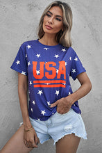 Load image into Gallery viewer, USA Star Print Round Neck T-Shirt
