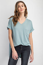 Load image into Gallery viewer, V NECK BASIC HIGH-LOW HEM TOP
