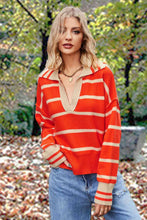 Load image into Gallery viewer, Striped Collared Long Sleeve Sweater
