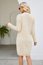 Load image into Gallery viewer, Cable-Knit Long Sleeve Sweater Dress
