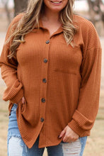 Load image into Gallery viewer, Plus Size Waffle-Knit Button Up Shirt
