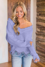 Load image into Gallery viewer, Frayed Hem Dropped Shoulder Sweater
