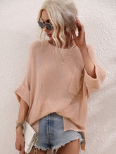 Load image into Gallery viewer, Boat Neck Cuffed Sleeve Slit Tunic Knit Top
