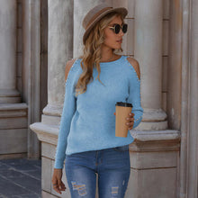 Load image into Gallery viewer, Pearl Patchwork Cold Shoulder Sweater
