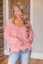 Load image into Gallery viewer, Frayed Hem Dropped Shoulder Sweater
