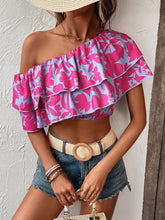 Load image into Gallery viewer, Layered One Shoulder Cropped Blouse
