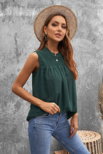 Load image into Gallery viewer, Smocked Frill Swiss Dot Round Neck Tank
