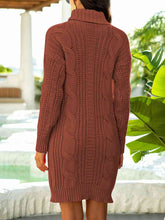 Load image into Gallery viewer, Turtleneck Ribbed Sweater Dress
